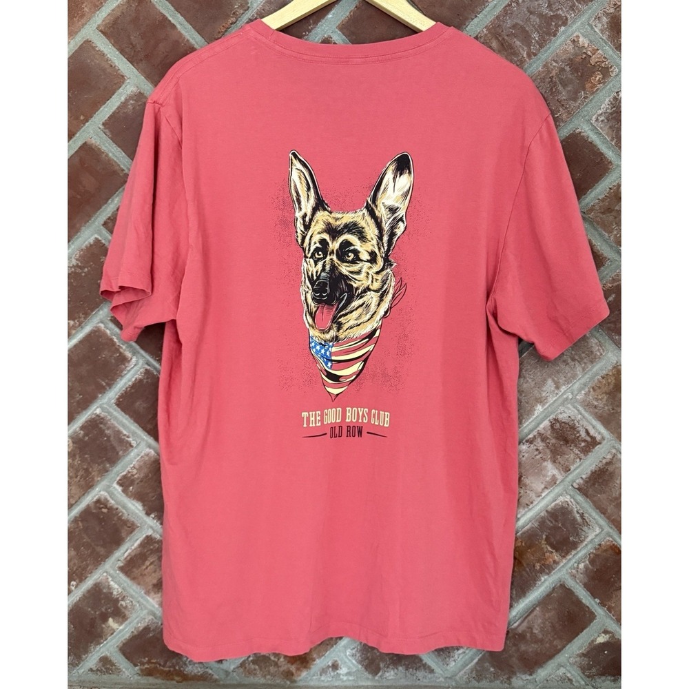 Old Row Pocket T Shirt Mens Large The Good Boys Club German Shepherd Dog Red